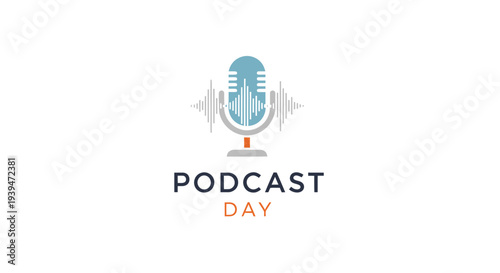 Podcast Day Microphone Logo Design Element.