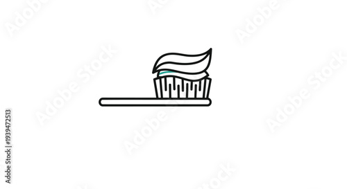 Minimalist flat vector toothbrush with toothpaste icon symbol isolated on white background