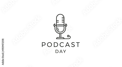 Simple Line Drawing of a Microphone.