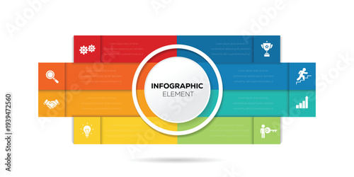 Infographic design template. Creative concept with 8 steps. Can be used for workflow layout, diagram, annual report, web design.  vector