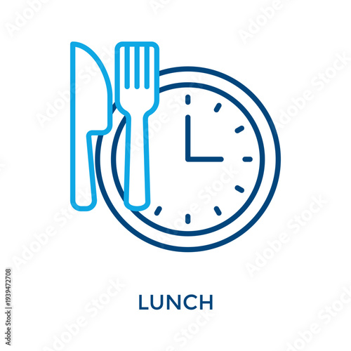 Lunch Icon Outline Color Style. Vector Illustration For Graphic Design