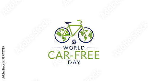 World Car Free Day Bicycle Illustration.