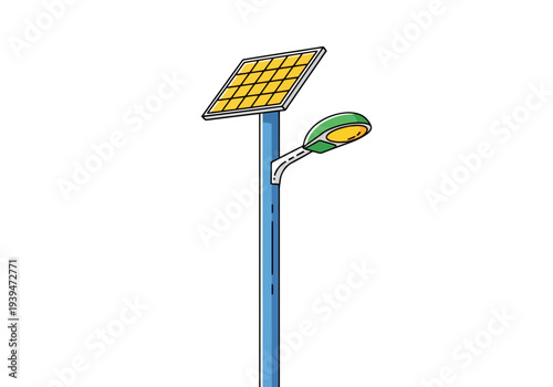 Modern Solar Powered Street Light With Energy Panel On Pole For Sustainable Urban Illumination Technology