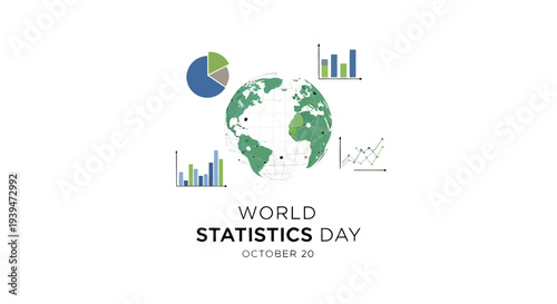 World Statistics Day Infographic with Charts and Globe.