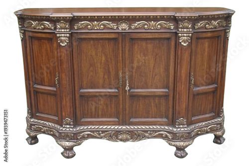 Fotografie antique old brown mahogany wooden chest