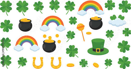 Set of 20 St. Patrick's Day icons vector