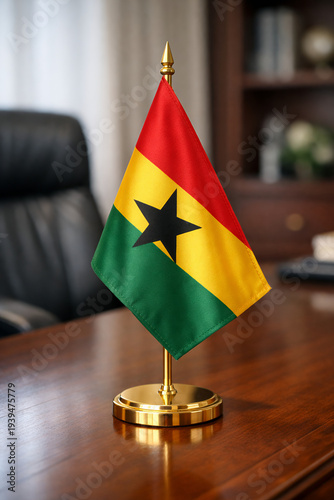 Desk Table Flag of Ghana in Office Interior