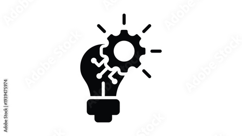 Creative idea emerging from a broken lightbulb with a gear inside
