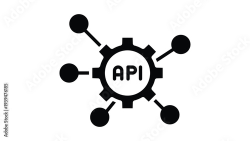 Graphic illustration of an api connection network with interconnected nodes