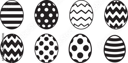 Easter egg. Ornament easter eggs set. Painted Eggs. Easter egg back icon. Vector.