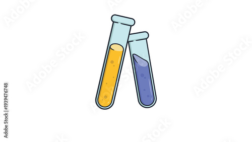 Two test tubes containing different colored liquids placed side by side