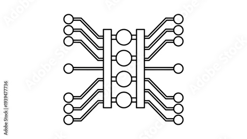 Diagram of an electronic crosspoint switch or matrix connection layout