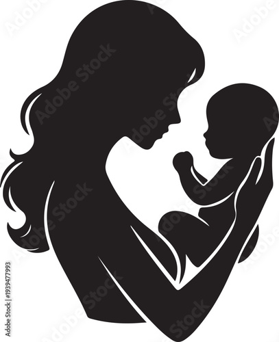 Mother and child hug love bonding family care vector illustration flat design