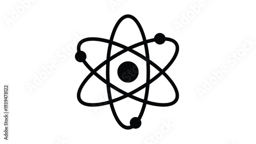 Classic depiction of an atom with protons, neutrons, and electrons orbiting the nucleus