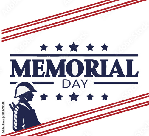 Memorial Day Vector Illustration – Patriotic Design with Soldier and Eagle for American Holiday and Remembrance .