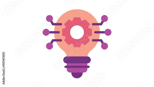 Creative innovation symbolized by a light bulb with interconnected gears and nodes