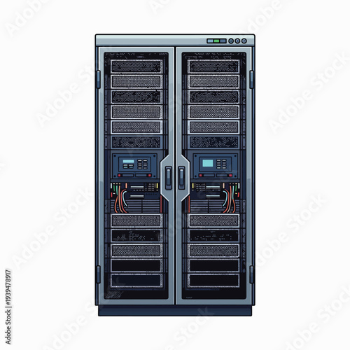 Server Rack with Multiple Storage Units.