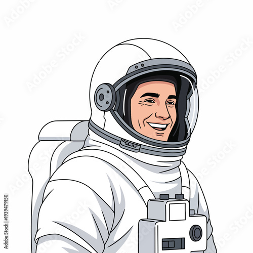Astronaut in White Space Suit Smiling.