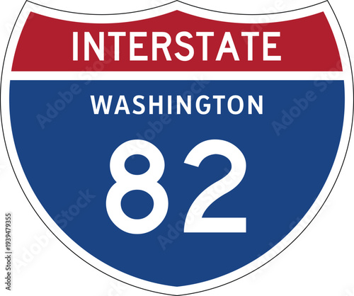 Interstate 82 (I-82) Washington WA US Interstate Highway Route Shield Badge Vector