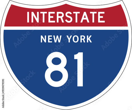 Interstate 81 (I-81) New York NY US Interstate Highway Route Shield Badge Vector