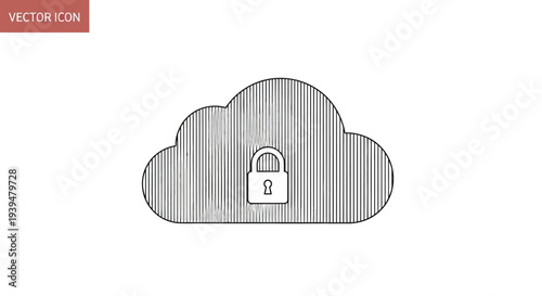 Cloud computing security protection concept secure cloud storage data protection technology lock symbol vector illustration modern internet storage system cybersecurity cloud network isolated on white