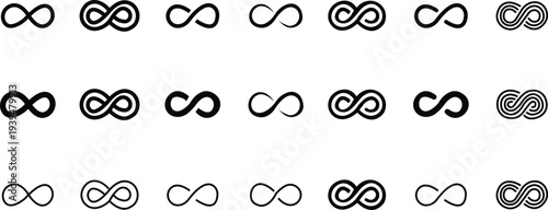Infinity icon set. Infinity, eternity, infinite, endless, loop symbols. Unlimited infinity collection icons flat style - stock vector. isolated on transparent backgroundforever, icon, symbol, eternity
