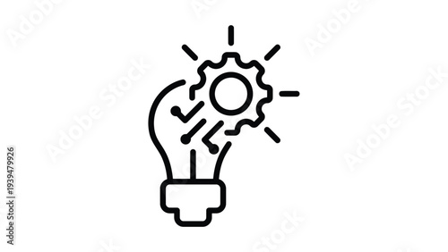 Creative idea emerging from a light bulb with a gear inside