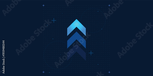 light arrow up grid dark blue background illustration digital business growth concept