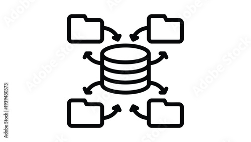 Centralized database system connecting multiple files or folders through network pathways