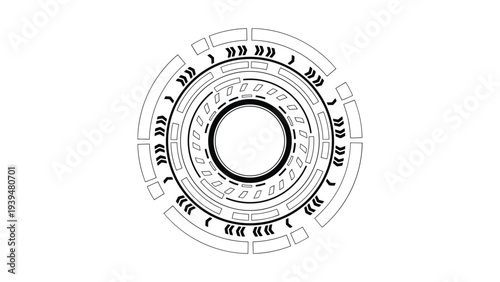 Technical diagram of a circular mechanical gear or clock component with teeth arrangement