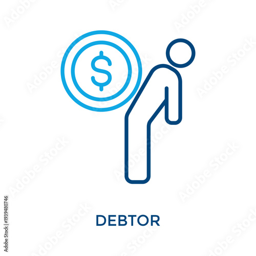 Debtor Icon Outline Color Style. Vector Illustration For Graphic Design