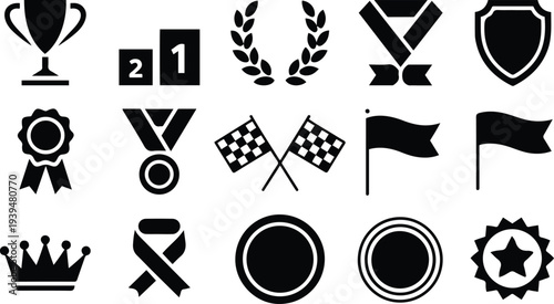 Racing and Achievement Icons Set trophy award