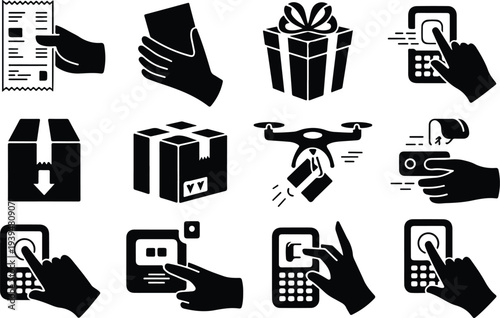 Shop Collection Silhouette Icon Set 