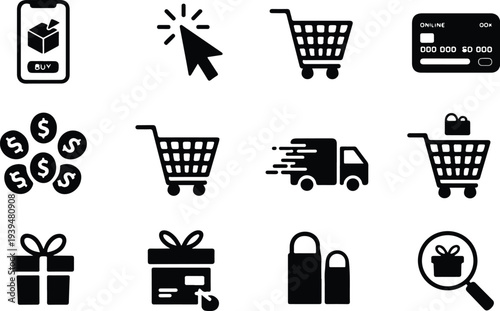 Shop Collection Silhouette Icon Set 