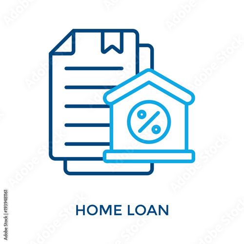 Home Loan Icon Outline Color Style. Vector Illustration For Graphic Design