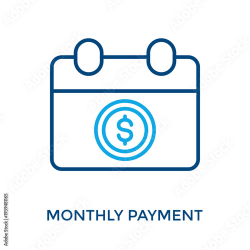 Monthly Payment Icon Outline Color Style. Vector Illustration For Graphic Design