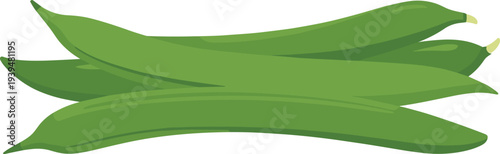Fresh organic green beans vegetable illustration showing a pile of raw string beans in a simple flat design style