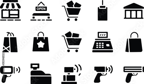 Shop Collection Silhouette Icon Set 