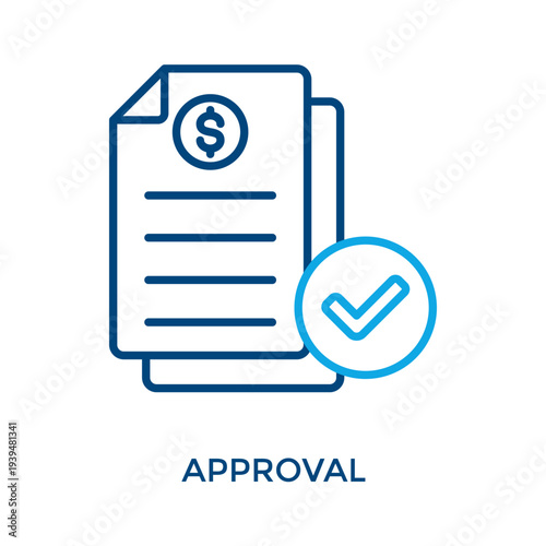 Approval Icon Outline Color Style. Vector Illustration For Graphic Design