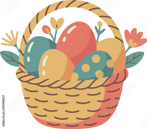 Egg in the basket eggs illustration easter vector