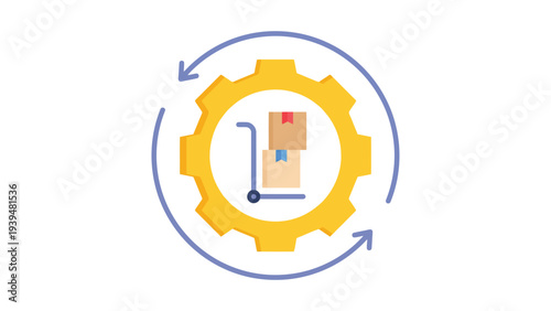 Circular process of logistics and package delivery with gear mechanism