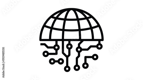 Modern globe integrated with intricate circuit board design symbolizing global connectivity