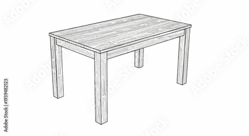 A simple wooden table with four legs and a textured top