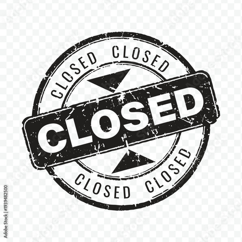 Closed status rubber stamp icon in black grunge style for business or shop availability vector
