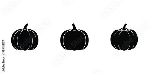 Three black pumpkins silhouette. pumpkin silhouette icon.