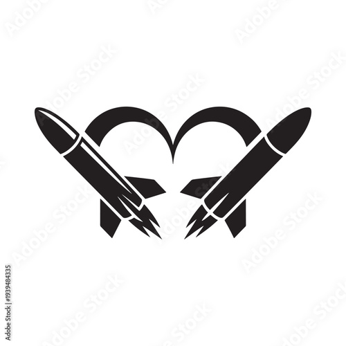 Two rockets forming a heart shape a symbol of love and propulsion
