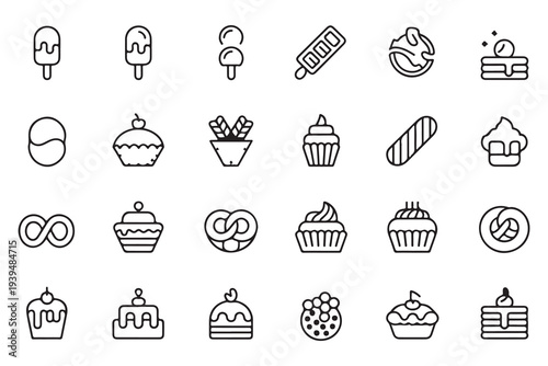 Set of stylized fish bone and skeleton icons for graphic design