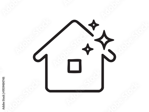 Sparkling house icon outline vector illustration clean bright home symbol