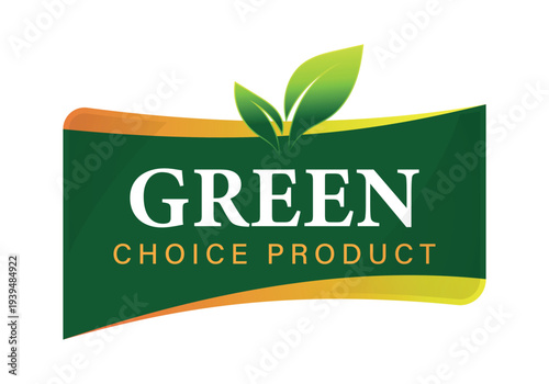 Green choice product emblem featuring leaf design for eco friendly marketing and organic industry standards
