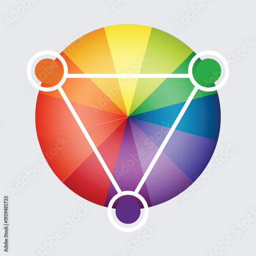 Secondary color wheel scheme featuring orange green and purple nodes for creative visual harmony projects